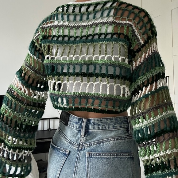 Crochet MultiColor Cropped Sweater - Picture 3 of 7